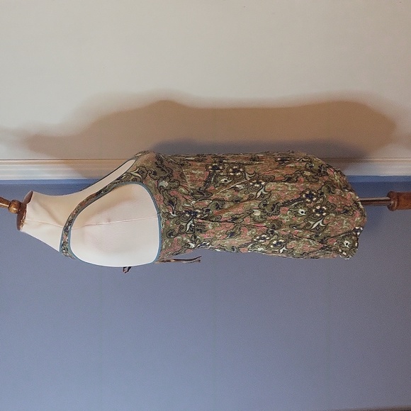 Free People Tank Top Racerback Green Scoop Neck Floral Small - Picture 3 of 5